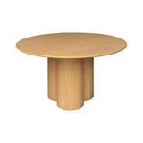 sweeek - Table à Manger Ronde Bois d'hévéa et placage chêne Naturel 4 Places 130cm - Leonore