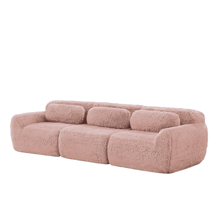 KOMHTOM Canapé Modulaire d KOMHTOM Canapé Modulaire d'angle en Peluche, Canapé Profond Confortable Moderne pour Salon, Bureau, Rampe Courbée, 291 x 104 x 73cm (Rose)