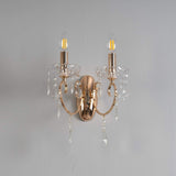 KOSILUM - Applique 2 bras cristal baroque pampilles or rose - Pavia - Lumière Blanc Chaud Eclairage Salon Chambre Cuisine Couloir - - - E14 - IP20