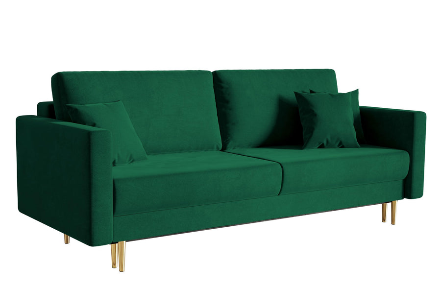 Selsey VALICO - Canapé Convertible - 3 Places - Velours hydrophobe - Vert