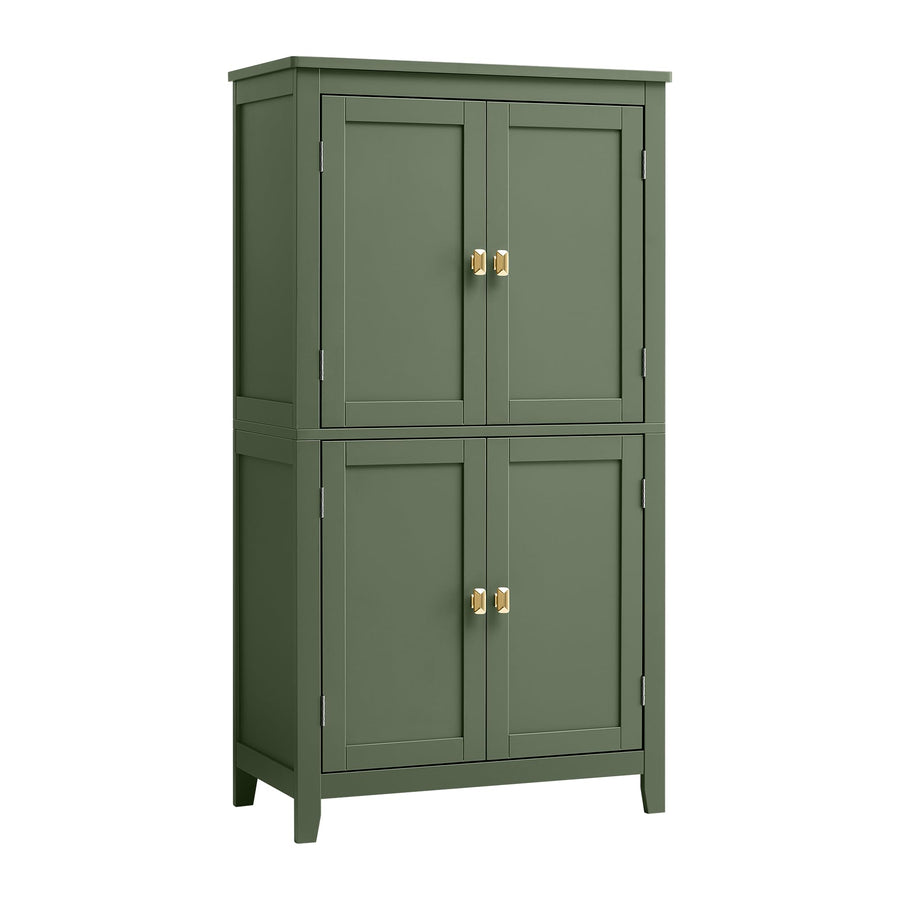 VASAGLE Armoire de Salle de Bain, Meuble de Rangement, Placard de Cuisine avec 4 Portes, Étagères Réglables, 30 x 60 x 110 cm, Vert Forêt BBC552C01