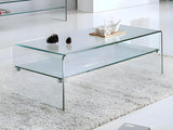 Vente-unique - Table Basse STILEOS - Double Plateau - Verre trempé