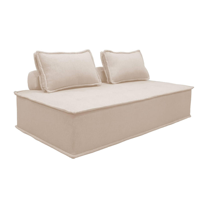 sweeek - Chauffeuse 2 Places pour canapé modulable Tissu capitonné crème sweeek - Chauffeuse 2 Places pour canapé modulable Tissu capitonné crème