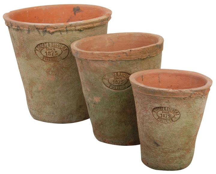 Esschert Design AT01 Lot de 3 Pots Ronds en Terre Cuite Vieilli 16 x 16 x 17 cm