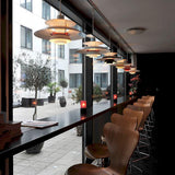 Lustre d'art de designer nordique pour restaurant, bar, café et chambre à coucher, lustre multicouche en aluminium avec bouton simple, tête unique, finition noire, taille 40 cm