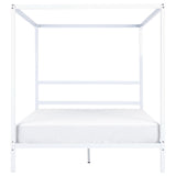 Cadre de Lit à Baldaquin Double avec Lattes 160 x 200 cm en Métal Blanc Lestards