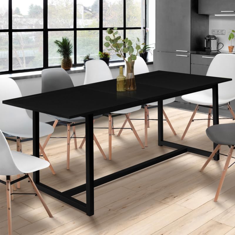 Table à Manger Extensible Industrielle Dover 160-200cm - 6 à 10 Personnes | Style Loft Moderne