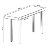 [en.casa] Bureau Style Scandinave avec 3 Tiroirs Table Rectangulaire avec Compartiments de Rangement Poste de Travail pour Coin Télétravail Bambou 100 x 50 x 75 cm Naturel