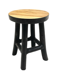 Spetebo Tabouret à fleurs rond en teck - 22 x 17 cm - Noir/moyen - Avec 4 pieds - En bois véritable - Décoration en bois massif - Pour fleurs et plantes Spetebo Tabouret à fleurs rond en teck - 22 x 17 cm - Noir/moyen - Avec 4 pieds - En bois véritable - Décoration en bois massif - Pour fleurs et plantes