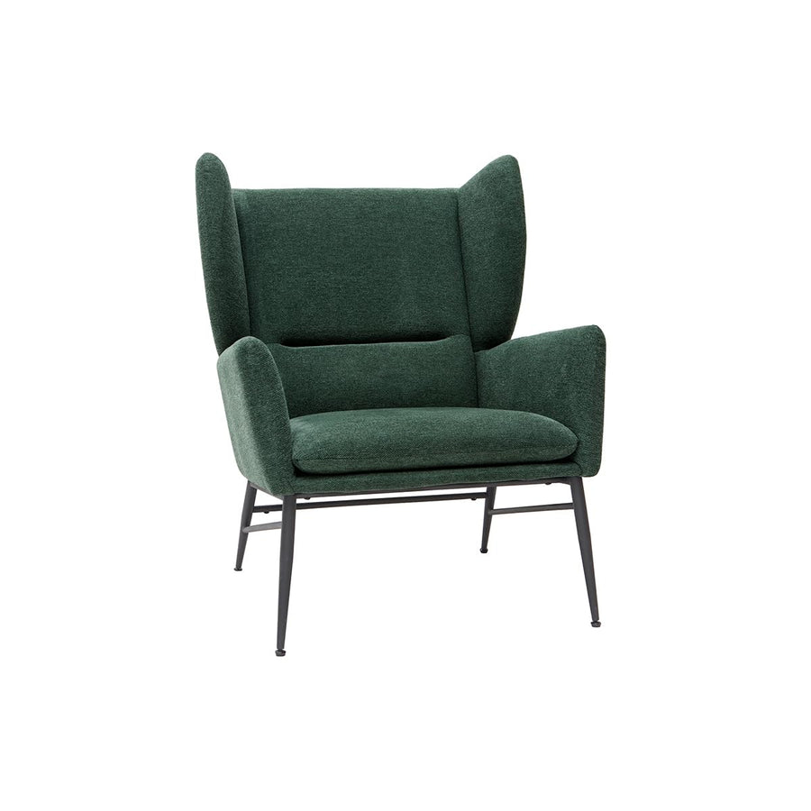 Miliboo Fauteuil Design en Tissu Effet Velours texturé Vert et métal Noir Come
