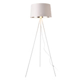 Lampadaire Trépied Moderne Stylé Lampe sur Pied Design E27 Métal Textile Hauteur 150 cm Blanc Argenté