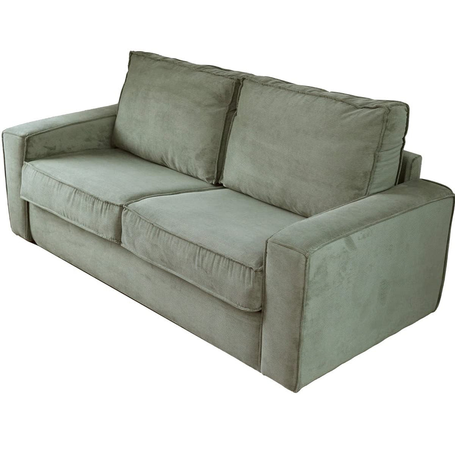 HOMIFAB Canapé Convertible 3 Places en Velours Fines côtes Vert - Ouverture Express - Couchage Quotidien - Matelas HD 140 x 190 - Mattia