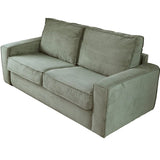 HOMIFAB Canapé Convertible 3 Places en Velours Fines côtes Vert - Ouverture Express - Couchage Quotidien - Matelas HD 140 x 190 - Mattia