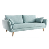 Miliboo Canapé scandinave 3 Places en Tissu Bleu Glacier et Bois Clair Creep