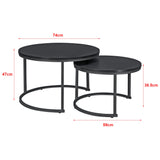 [en.casa] Set de 2 Tables Basses Rondes Gigognes de Tailles Différentes Table d'Appoint Bout de Canapé Design Intemporel Panneaux de Particules Acier Laqué Noir