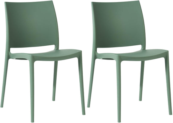 CLP Lot de 2 chaises de Jardin Meton, empilables en Plastique, faciles à Entretenir, résistantes UV, 150 kg Max, Couleur:Olive