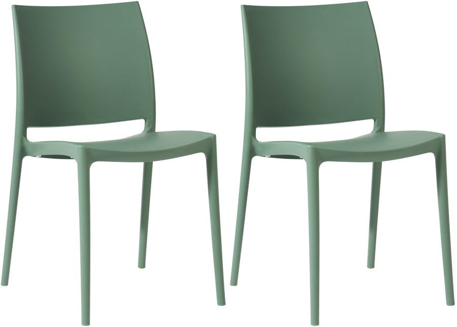 CLP Lot de 2 chaises de Jardin Meton, empilables en Plastique, faciles à Entretenir, résistantes UV, 150 kg Max, Couleur:Olive