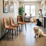 MEUBLE COSY Lot de 4 chaises de salle à manger Scandinave Fauteuil Salon Cuisine Pied Métal Noir Rétro Vintage en suédine Marron