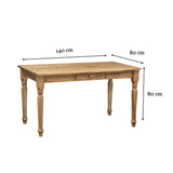 Biscottini Bureau Vintage Bois 120 x 80 x 80 cm | Bureau en Bois ou Table de Cuisine avec tiroir | Table a Manger pour la Cuisine | Table Bois