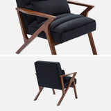 sweeek - Fauteuil scandinave Bois d'hévéa et Velours Noir