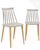 KAYELLES Lot de 2 - Chaise de Cuisine à barreaux bistrot café rétro scandinave, Pieds métal façon Bois Clair BAO (Gris)