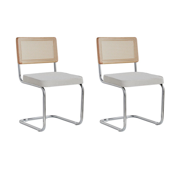 HJhomeheart Lot de 2 chaises de Salle à Manger Scandinaves, Chaises à Manger Pieds Chromés, Chaise Cantilever, Chaises de Bureau, Chaises Modernes (Blanc)