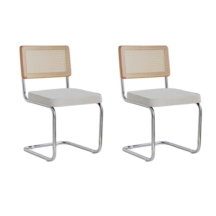 HJhomeheart Lot de 2 chaises de Salle à Manger Scandinaves, Chaises à Manger Pieds Chromés, Chaise Cantilever, Chaises de Bureau, Chaises Modernes (Blanc)