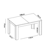 Dmora Caladora, Console Extensible Multipositions, Table à Manger avec rallonge, 140/190 x 90 x 77 cm, Blanc