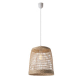 LUSSIOL - Luminaire Cuzco, lustre au look bohème, naturel, hygge - lampe suspendue en rotin tressé naturel, câble blanc, douille E27, Ø 30 cm - possibilité ampoule LED -