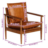 vidaXL Fauteuil Cuir Véritable avec Bois d'Acacia Marron Salle de Séjour Salon