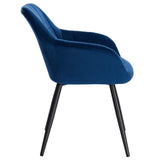 WOLTU Lot de 2 Chaises de Salle à Manger avec accoudoirs, Chaise de Salon Structure en métal et Assise en Velours,Bleu BH93bl-2