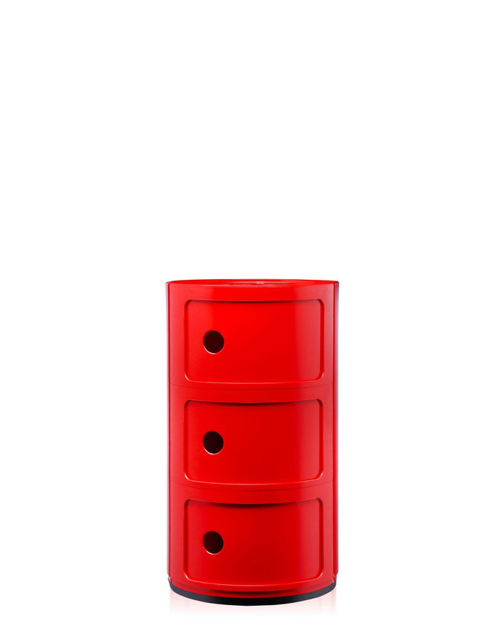 Kartell Componibili, Conteneur 3 éléments, Rouge, Base ronde