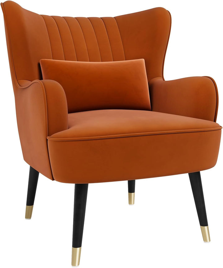 Vesgantti Fauteuil en Velours, Fauteuil à Oreilles pour Salon - Orange