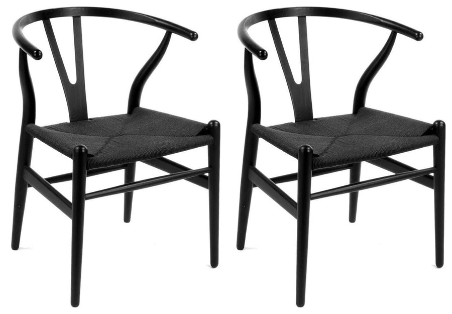 Mowelli 2 chaises 'Wishbone' (Y) Chair Style' - complètement Noir