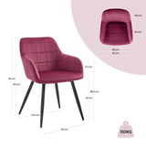 WOLTU Chaise de Salle à Manger, Chaise de Cuisine rembourrée en Velours, Pied en métal,Bordeaux BH93bd-1