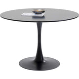 Kare Design Table Schickeria, noir, bois MDF, pied en acier, minimaliste, table a manger, table ronde pour 4 personnes, salle à manger, salon, bureau, Ø110