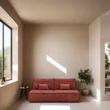 Canapé Convertible 3 Places avec Coffre de Rangement en Velours côtelé Rouille - Milla