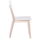 Lot de 2 Chaises en MDF Blanc et Bois d'Hévéa Clair de Style Scandinave Santos