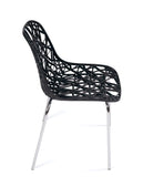 KAYELLES Lot de 4 chaises Cuisine Design Moderne ajourée Pied Chrome IKO (Noir)