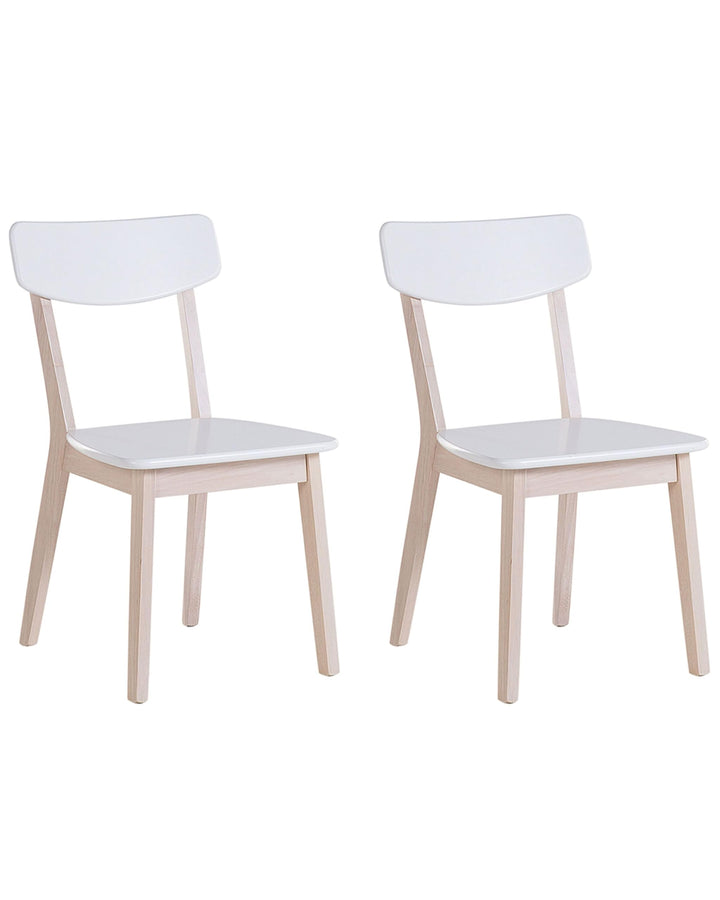 Lot de 2 Chaises en MDF Blanc et Bois d Lot de 2 Chaises en MDF Blanc et Bois d'Hévéa Clair de Style Scandinave Santos