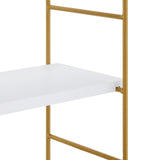 Relaxdays Étagère Murale, HxLxP: 60 x 60 x 15 cm, Rangement à 3 Niveaux, MDF & Fer, Support Salon, Blanc - Or