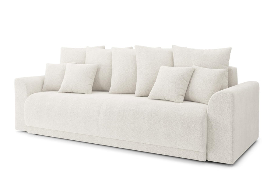 BAÏTA Canapé Droit Convertible Nova 3 Places en Tissu Bouclette Blanc