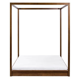 Beliani Lit à Baldaquin Minimaliste en Bois 160 x 200 cm Meuble de Chambre Marron Foncé Herliere