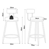 Ensemble de tabourets de bar en métal de 1/2, faux cuir Chaise à hauteur de comptoir avec dossier, Tabourets d'îlot de cuisine avec pieds et repose-pieds dorés Pour la maison Restauration au bar