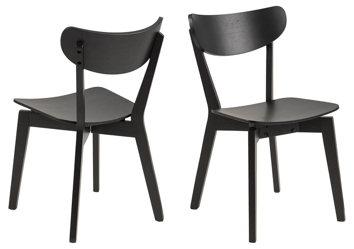 AC Design Furniture Roxanne Chaises de Salle à Manger Noires 2 pièces, Lot de 2 Chaises de Cuisine en Bois, Meubles de Salle à Manger, Style Scandinave Rétro, H: 79,5 x L: 45 x P: 55 cm