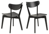 AC Design Furniture Roxanne Chaises de Salle à Manger Noires 2 pièces, Lot de 2 Chaises de Cuisine en Bois, Meubles de Salle à Manger, Style Scandinave Rétro, H: 79,5 x L: 45 x P: 55 cm