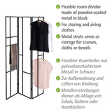 WENKO Paravent Shakti, séparateur pièce en métal thermolaqué Noir, Ranger et aérer Les vêtements, grilles avec Place Rangement Les écharpes, Accessoires et couvertures, 120 x 170 cm 69799800
