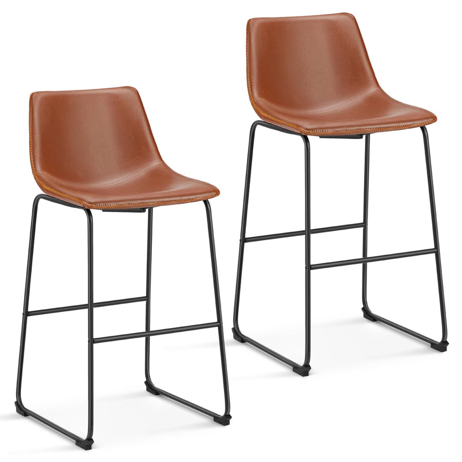 NEWBULIG Counter Height Lot de 2 tabourets de Bar avec Dossier en Cuir Matel pour Bar, bistrot, café, Cuisine, Hauteur d NEWBULIG Counter Height Lot de 2 tabourets de Bar avec Dossier en Cuir Matel pour Bar, bistrot, café, Cuisine, Hauteur d'assise 74 cm, Marron Whisky