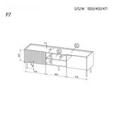 MINIO go for it - Meuble TV 150 cm, Table Television Salon, Meuble Télé, Banc TV Pereto 7, Meuble de Television avec Rangement, Meuble Tele- Noyer Warmia/San Sebastian/Noir Mat Couleur