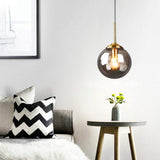 MZStech Globe en verre Loft rétro industriel Suspension, lustre en grappe Lampe suspendue Fixation Raccords en laiton (Gris)